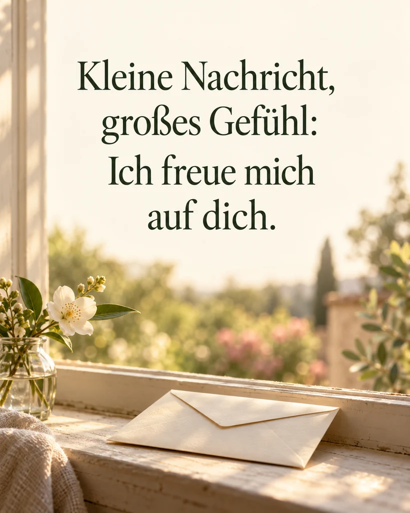 Liebessprüche für WhatsApp: Kleine Nachricht, großes Gefühl: Ich freue mich auf dich.