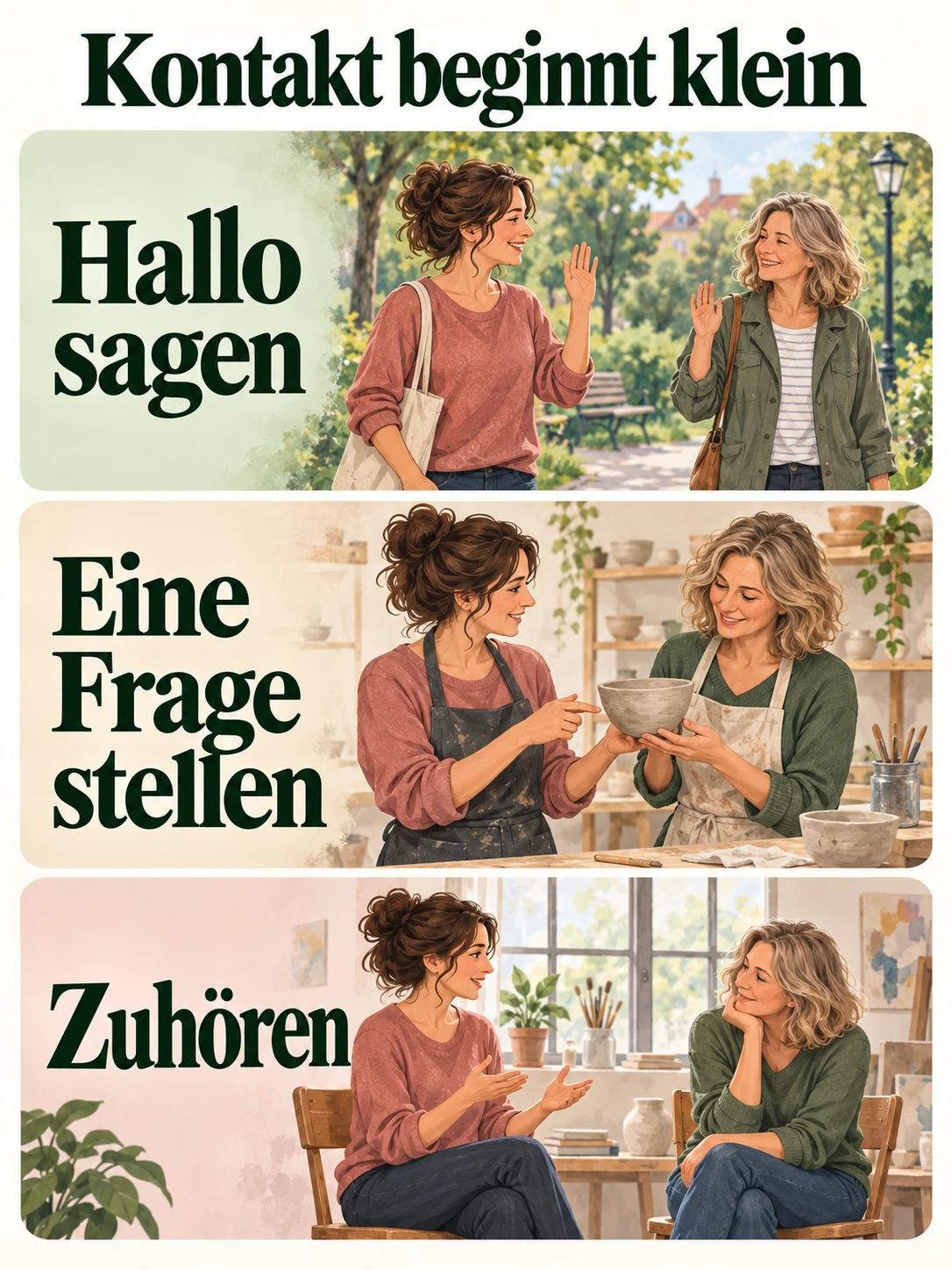 Kontakt beginnt klein: Hallo sagen, eine Frage stellen und zuhören