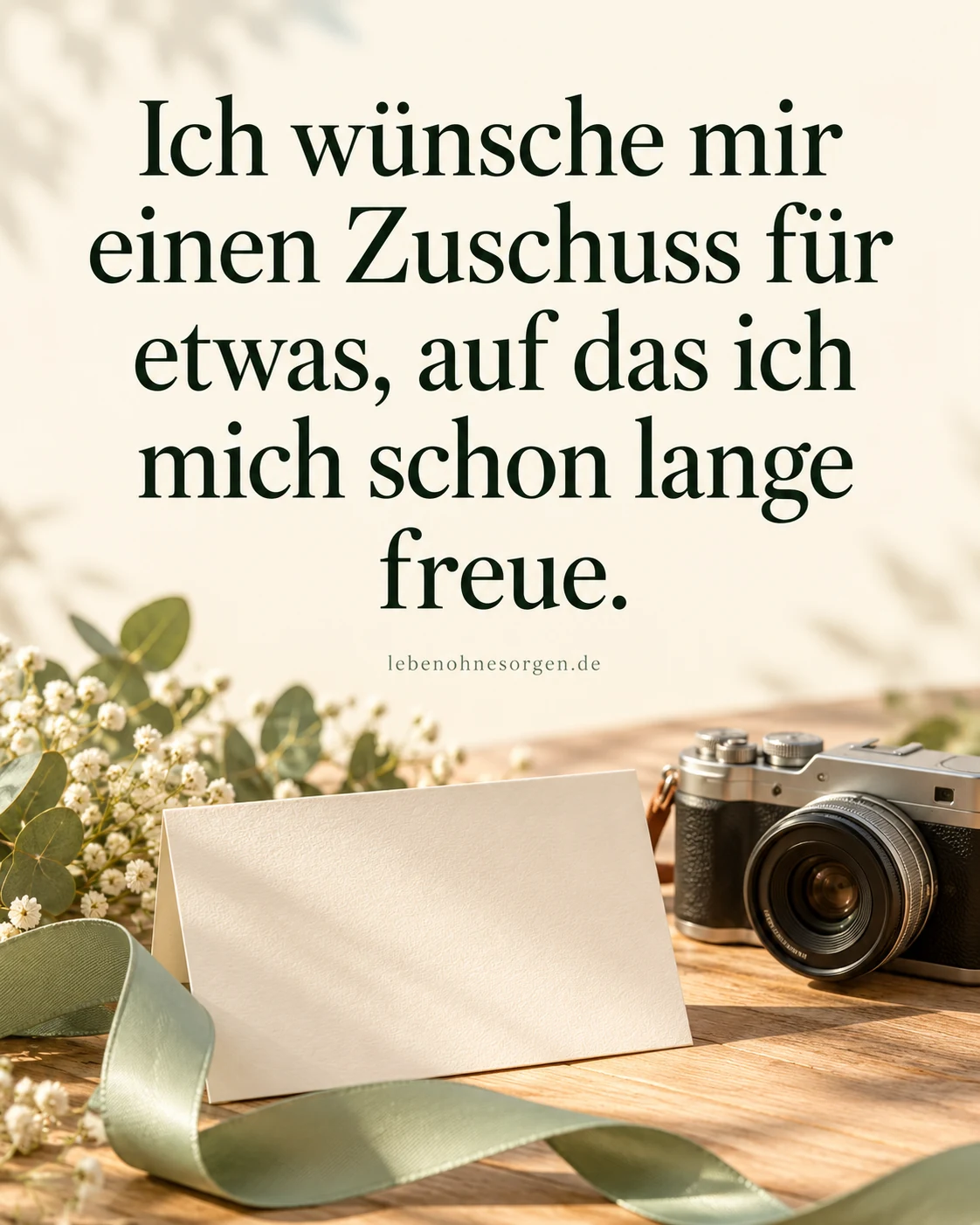 Geld wünschen: persönlich und ohne Reim: Ich wünsche mir einen Zuschuss für etwas, auf das ich mich schon lange freue.