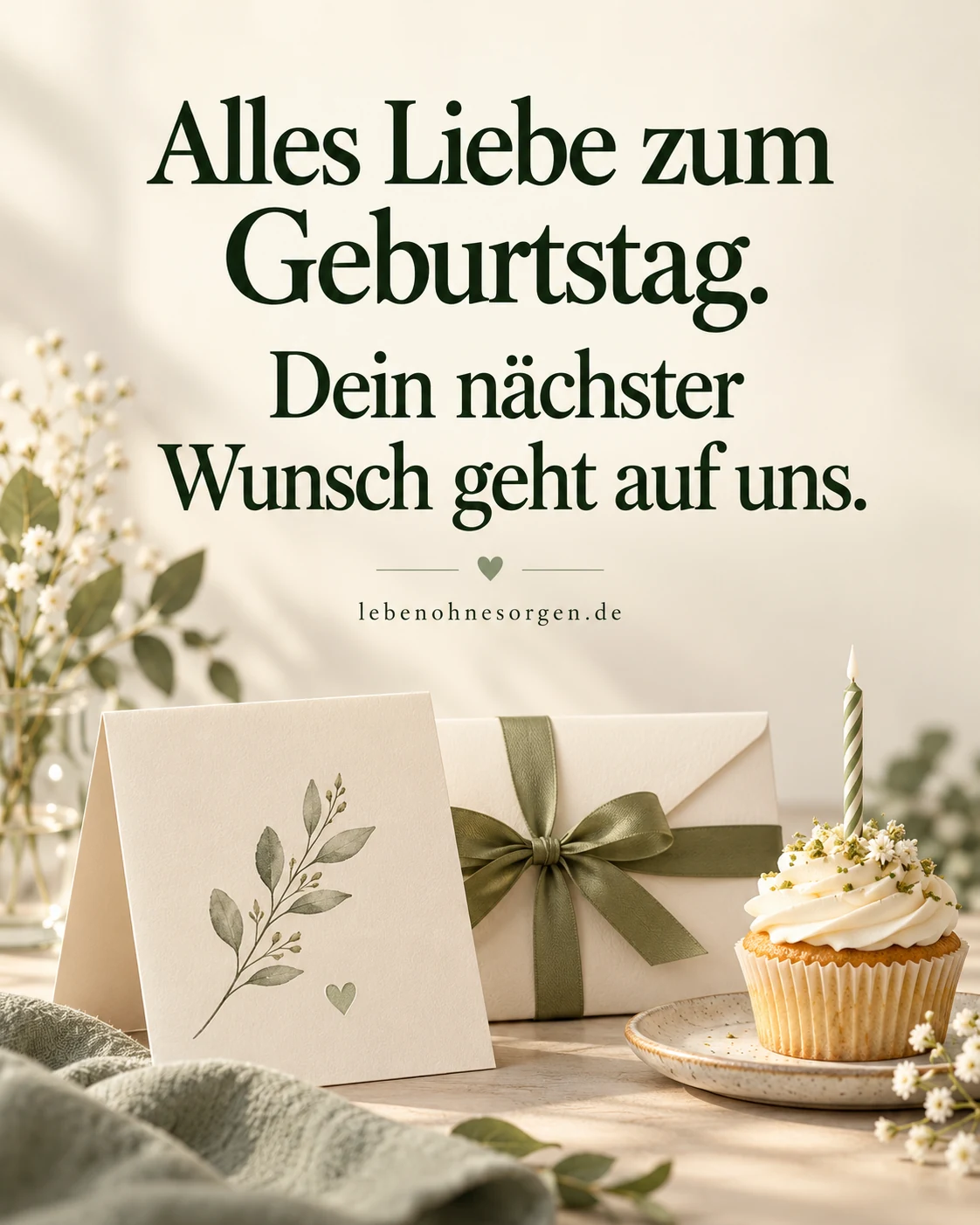 Ich verschenke Geld: Karte und Umschlag: Alles Liebe zum Geburtstag. Dein nächster Wunsch geht auf uns.