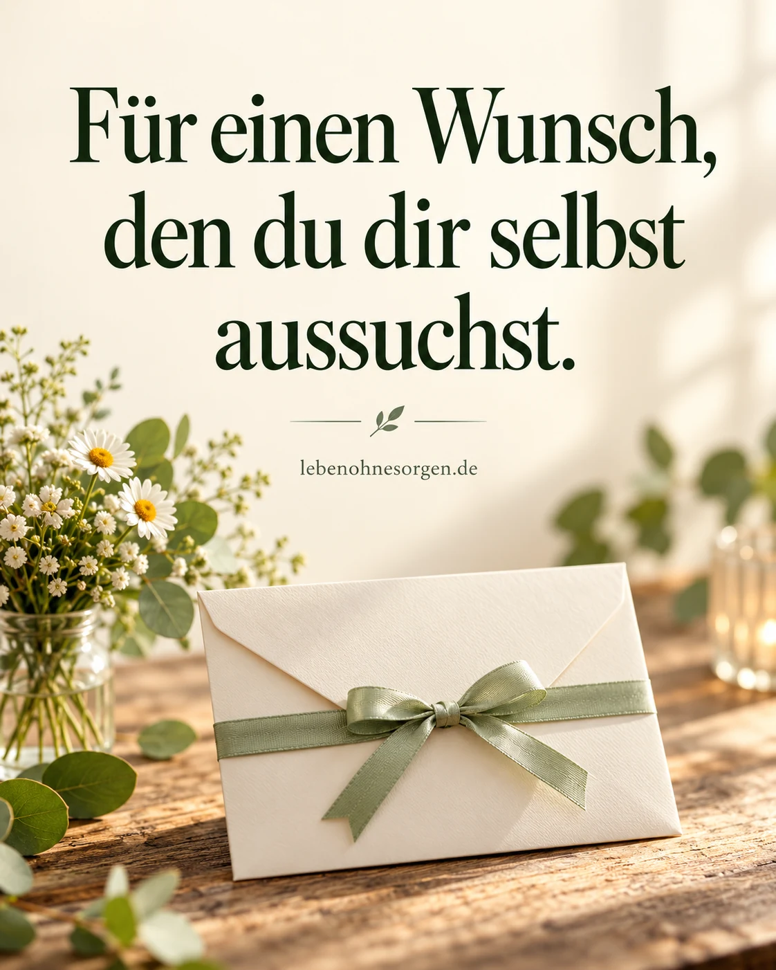 Geldgeschenk-Spruchkarte: Für einen Wunsch, den du dir selbst aussuchst.