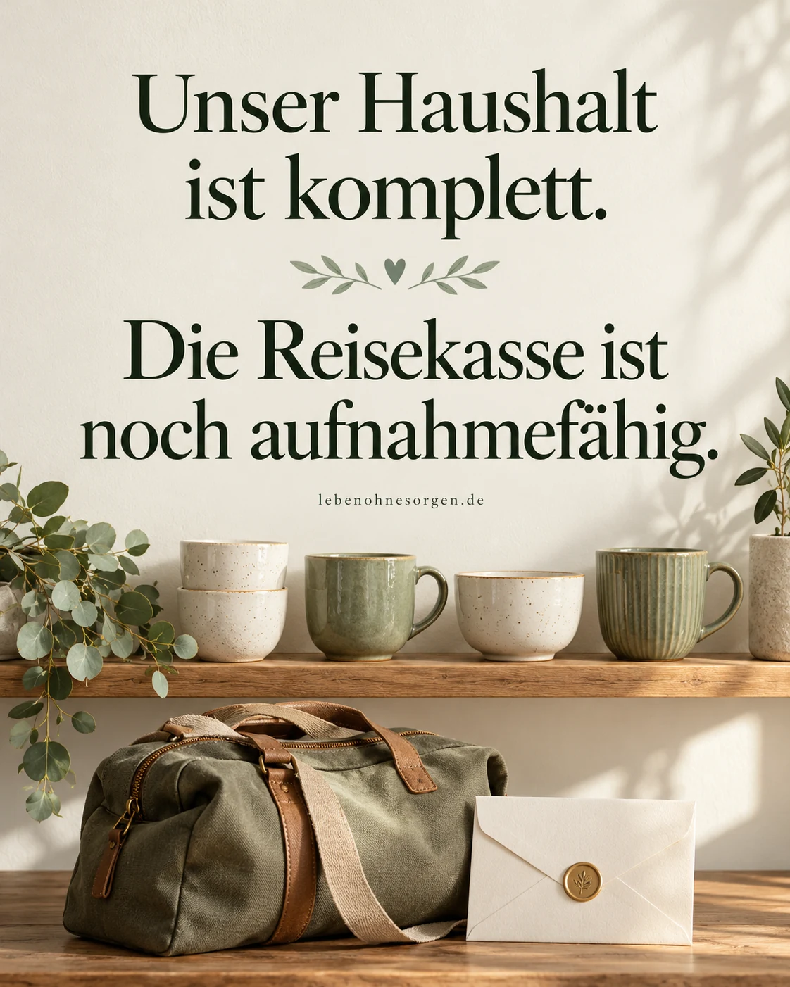 Geldwünsche mit einem Augenzwinkern: Unser Haushalt ist komplett. Die Reisekasse ist noch aufnahmefähig.